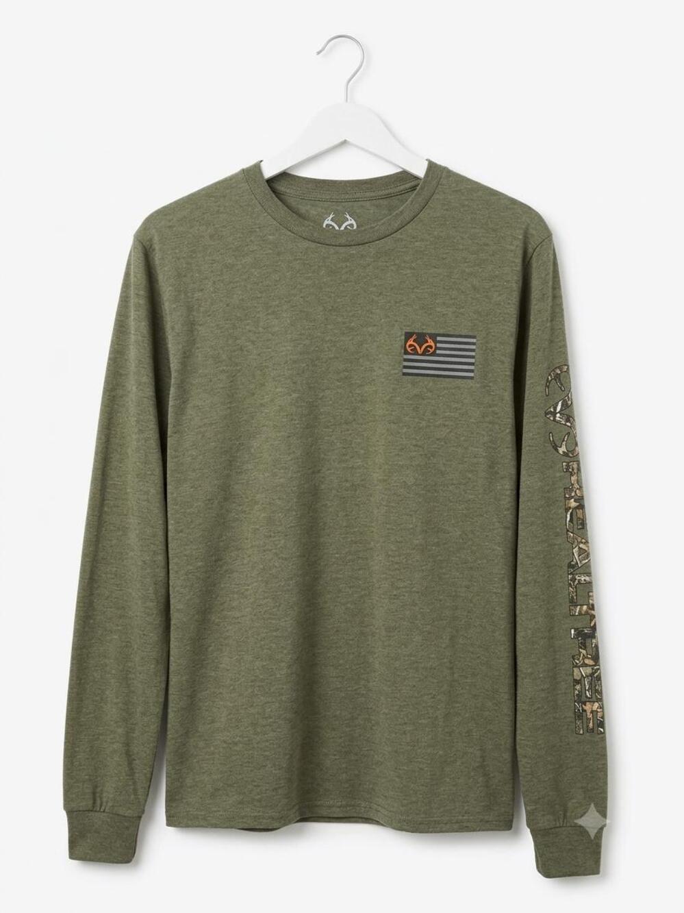 RealTree Men's Olive Green Long-Sleeve Graphic T-Shirt